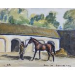 Coralie de Burgh Kinahan - BOLD LAD, KILANGHAN STUD FARM - Watercolour Drawing - 10 x 13 inches -