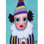 Annie Robinson - MARKEY THE CLOWN - Pastel on Paper - 12 x 9 inches - Signed in Monogram