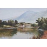 Frank Thornley - THE STONE BRIDGE OVER THE RIVER - Watercolour Drawing - 12 x 17 inches - Signed