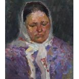 Nicolai Flipovitch Klikushin - PORTRAIT OF MRS KRUSHTOV - Oil on Board - 15 x 13 inches - Unsigned