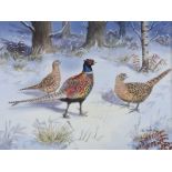 Robert W. Milliken - PHEASANTS IN WINTER - Watercolour Drawing - 11 x 14 inches - Signed