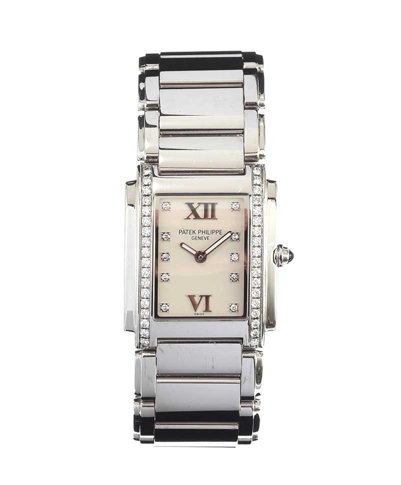 PATEK PHILIPPE DIAMOND-SET STAINLESS STEEL LADY'S WRIST WATCH