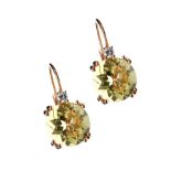 18CT ROSE GOLD LEMON QUARTZ AND DIAMOND EARRINGS