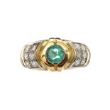 18CT GOLD EMERALD AND DIAMOND RING