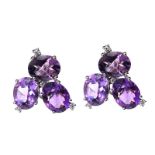 18CT WHITE GOLD AMETHYST AND DIAMOND EARRINGS