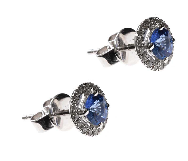 18CT WHITE GOLD SAPPHIRE AND DIAMOND EARRINGS - Image 2 of 3