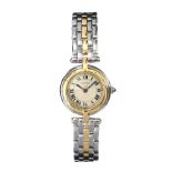 CARTIER STAINLESS STEEL AND 18CT GOLD LADY'S WRIST WATCH