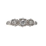 ANTIQUE 18CT GOLD AND PLATINUM THREE STONE DIAMOND RING