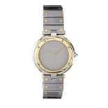 CARTIER 'RONDE' STAINLESS STEEL AND 18CT GOLD UNISEX WRIST WATCH