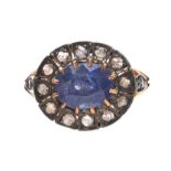 9CT ROSE GOLD SAPPHIRE AND DIAMOND RING