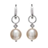 18CT WHITE GOLD DIAMOND AND PEARL EARRINGS