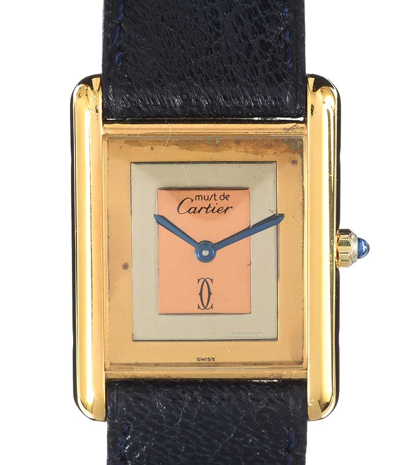 MUST DE CARTIER GOLD-PLATED STERLING SILVER UNISEX WRIST WATCH