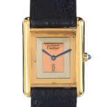 MUST DE CARTIER GOLD-PLATED STERLING SILVER UNISEX WRIST WATCH