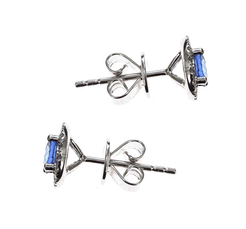 18CT WHITE GOLD SAPPHIRE AND DIAMOND EARRINGS - Image 3 of 3