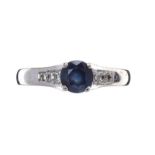 18CT WHITE GOLD SAPPHIRE AND DIAMOND RING