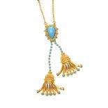 VICTORIA AND ABLERT GOLD-TONE FAUX TURQUOISE NECKLACE