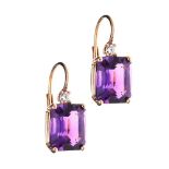 18CT ROSE GOLD AMETHYST AND DIAMOND EARRINGS