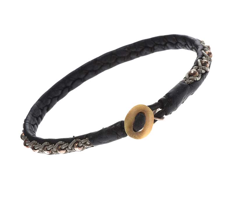 MARIA RUTMAN BRAIDED PEWTER LEATHER BRACELET - Image 2 of 4