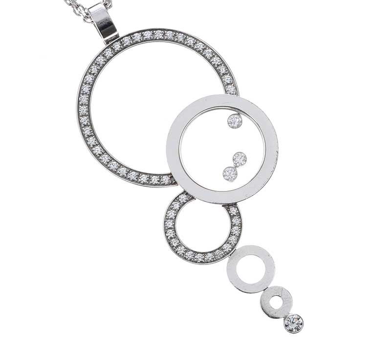 CHOPARD 18CT WHITE GOLD AND DIAMOND 'HAPPY DIAMONDS' PENDANT AND CHAIN - Image 2 of 7