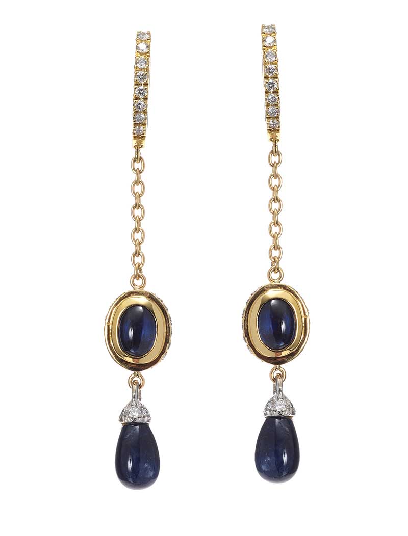 18CT GOLD SAPPHIRE AND DIAMOND EARRINGS
