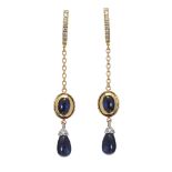 18CT GOLD SAPPHIRE AND DIAMOND EARRINGS