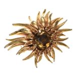 SPHINX GOLD-TONE AND CRYSTAL BROOCH