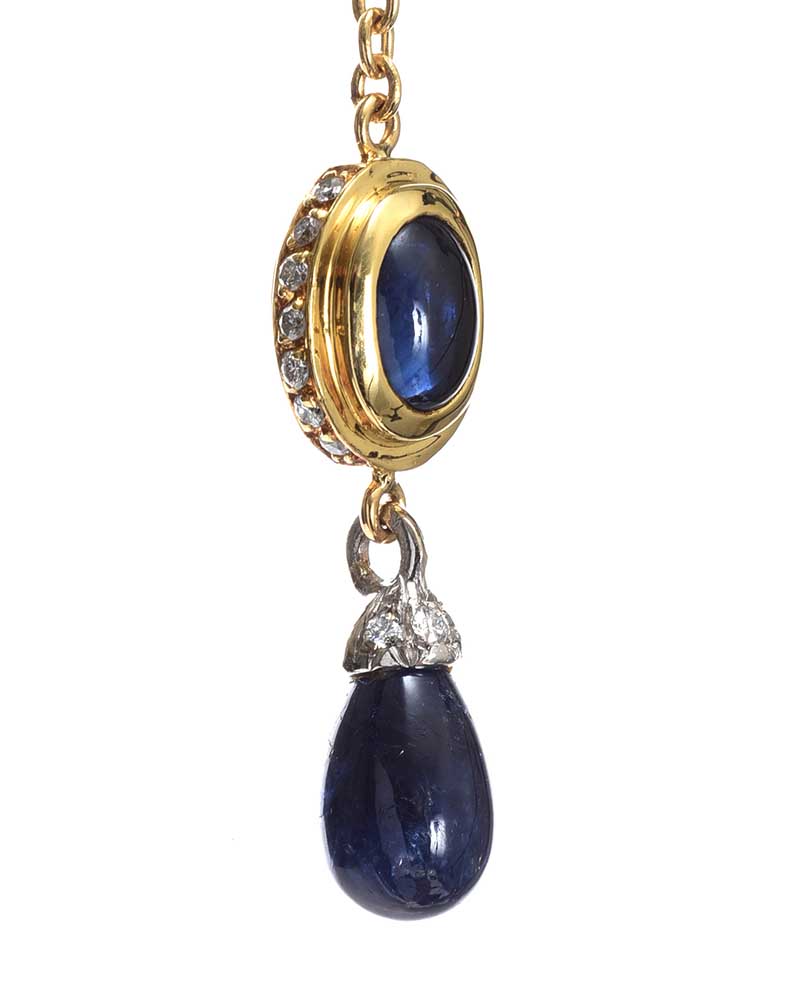 18CT GOLD SAPPHIRE AND DIAMOND EARRINGS - Image 3 of 3