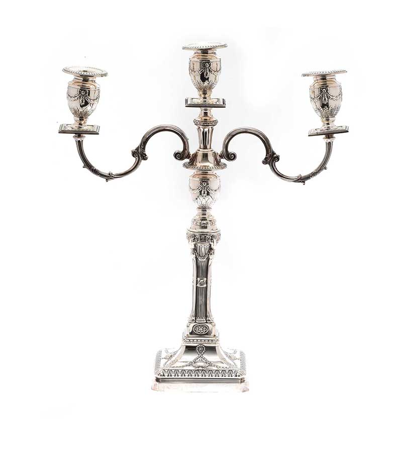 ADAMS STYLE SILVER CANDELABRUM