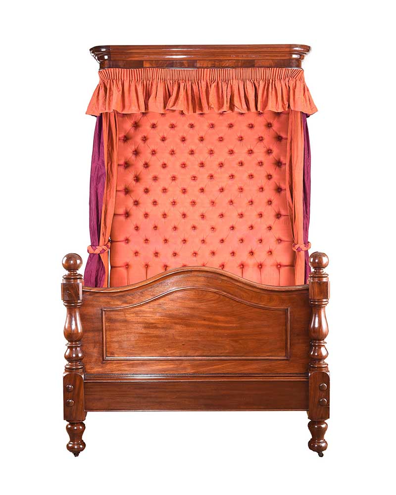 FIVE FOOT VICTORIAN MAHOGANY HALF TESTER BED - Image 2 of 4