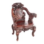 CHINESE CARVED HARDWOOD ARMCHAIR
