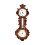 VICTORIAN OAK CLOCK BAROMETER