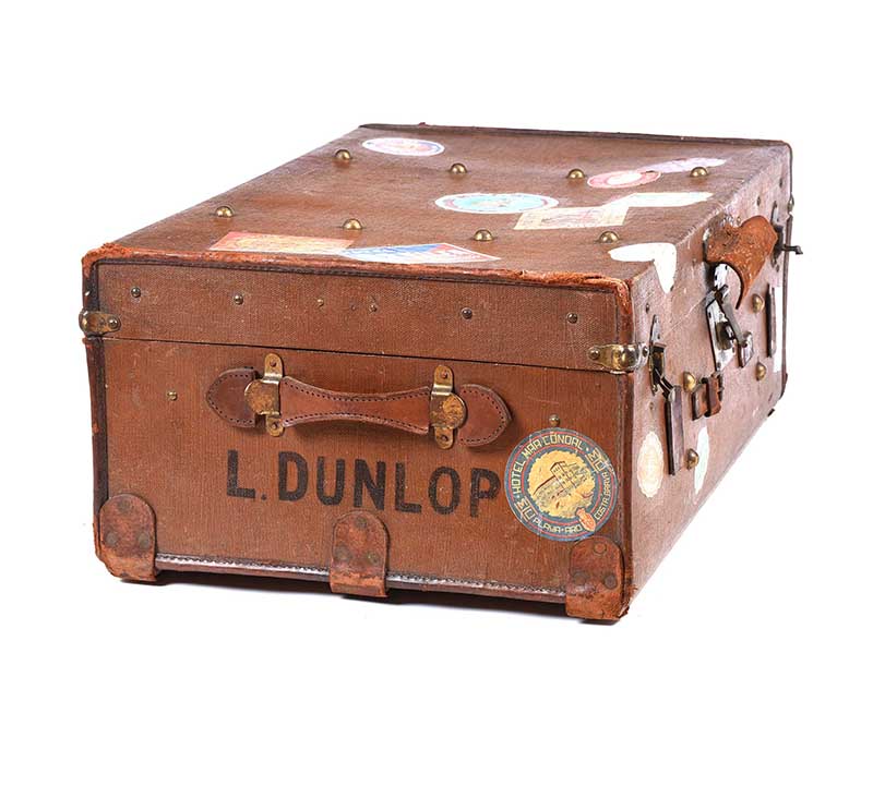 VINTAGE LEATHER TRAVEL TRUNK - Image 5 of 5