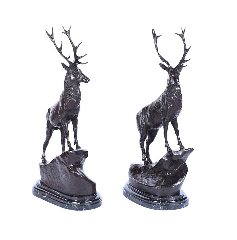 PAIR OF BRONZE STAGS