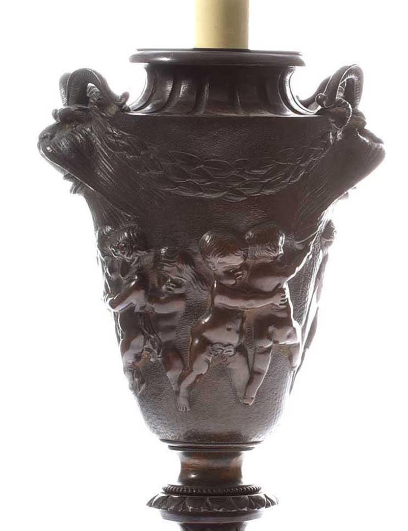 PAIR OF BRONZE EMBOSSED TABLE LAMPS - Image 4 of 4