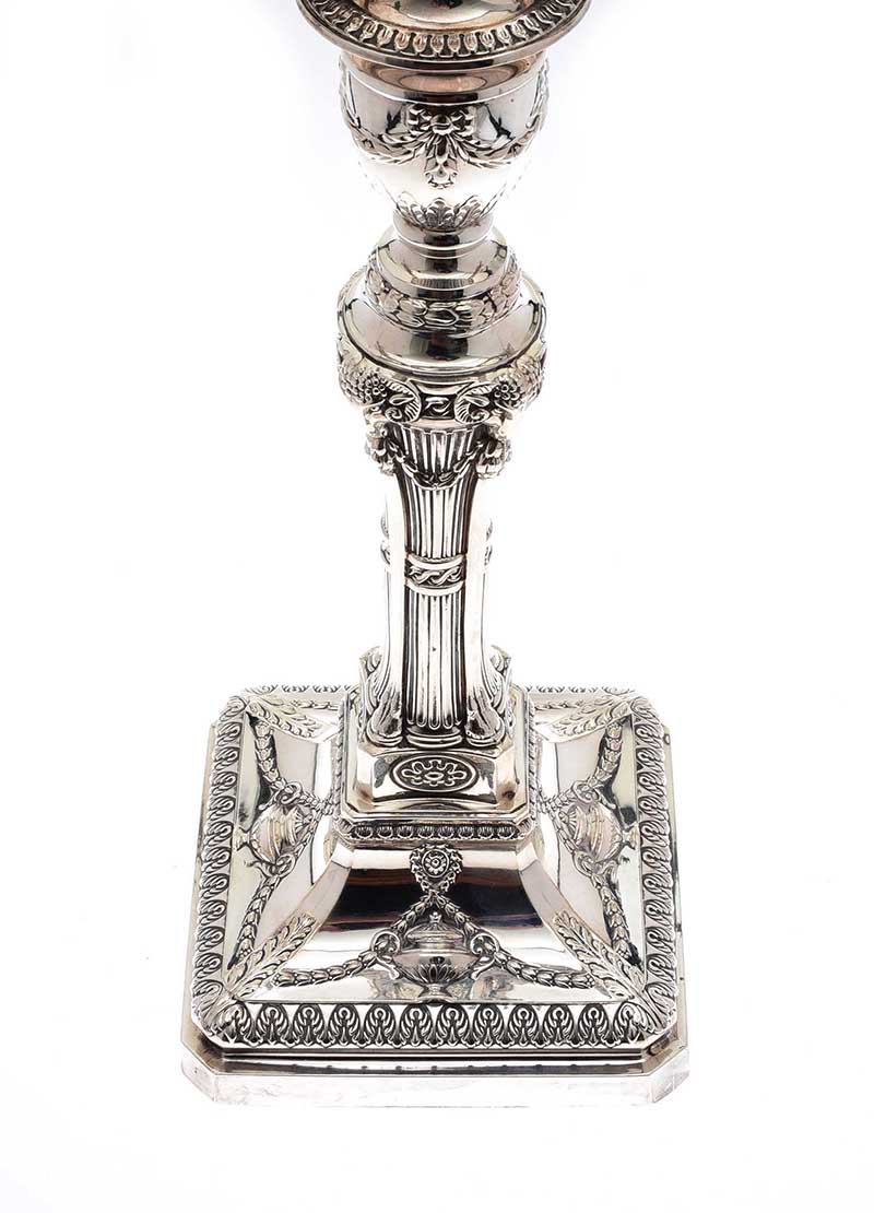 ADAMS STYLE SILVER CANDELABRUM - Image 3 of 4