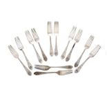 SET OF TWELVE SILVER DESSERT FORKS