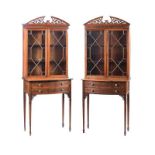 PAIR OF MAHOGANY CHIPPENDALE STYLE DISPLAY CABINETS
