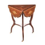 ROSEWOOD TRIANGULAR DROP LEAF OCCASIONAL TABLE