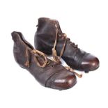 PAIR OF ANTIQUE LEATHER FOOTBALL BOOTS
