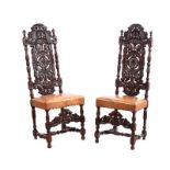 PAIR OF VICTORIAN CARVED OAK SIDE CHAIRS