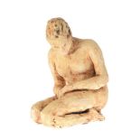 Hilary Bryson - KNEELING FEMALE WITH HANDS ON HER LAP - Terracotta Sculpture - 9 x 5.5 inches -