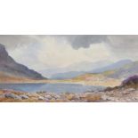 Joseph William Carey, RUA - THE BLUE LAKE IN THE MOURNES - Watercolour Drawing - 8 x 15 inches -