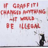 Banksy - RAT DAUBS GRAFFITI IN FITZROVIA - Coloured Print - 11 x 11 inches - Unsigned