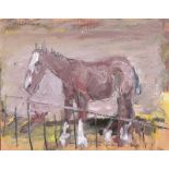 Basil Blackshaw, HRHA HRUA - THE CLYDESDALE - Oil on Paper - 13 x 17 inches - Signed