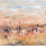 Michael Smyth - LITTLE FLOWER LANDSCAPE - Oil on Canvas - 6 x 6 inches - Signed
