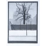 Seamus Carmichael - TENNIS COURTS IN SNOW - Limited Edition Coloured Lithograph (1/25) - 11 x 8