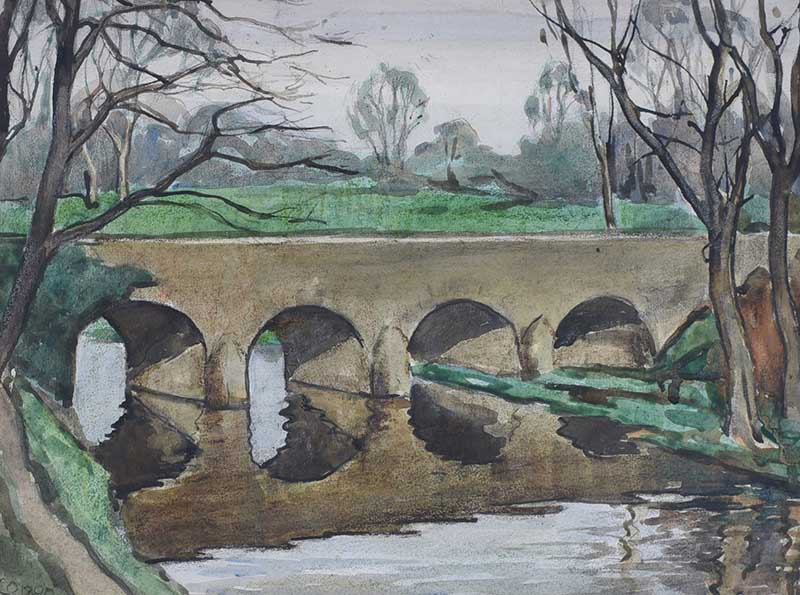 William Conor, RHA RUA - SHAW'S BRIDGE - Watercolour Drawing - 10.5 x 14 inches - Signed