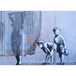 Banksy - TAKING A PEEK - Coloured Print - 11 x 15 inches - Unsigned