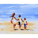 Louise Mansfield - BEACH CHILDREN - Oil on Board - 7.5 x 9.5 inches - Signed
