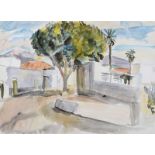 Gerard Dillon - THE VILLAGE SQUARE - Watercolour Drawing - 15 x 20 inches - Signed